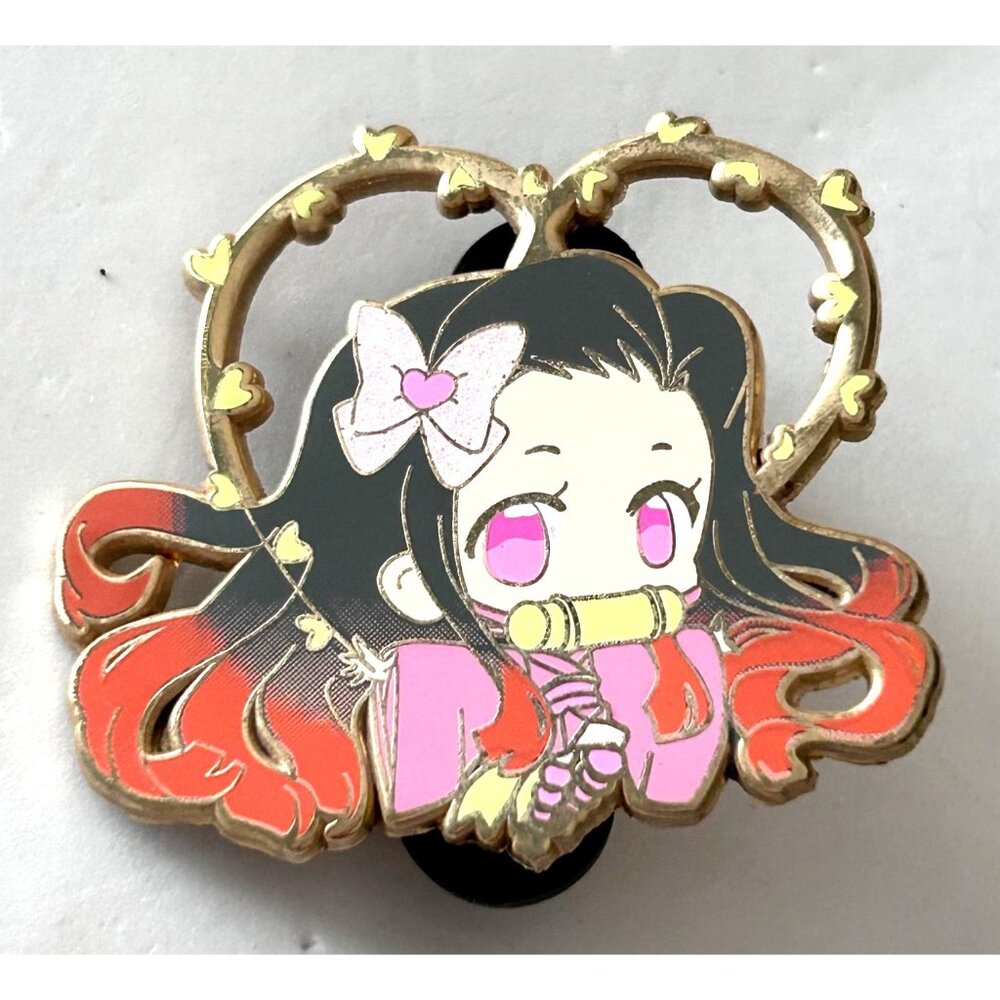 Anime-Inspired Nezuko Kamado Demon Slayer Heart Enamel Lapel Pin